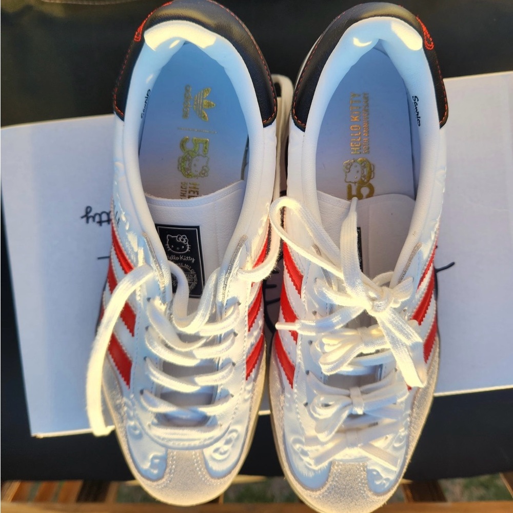 Adidas White and Red Hello Kitty Sneakers